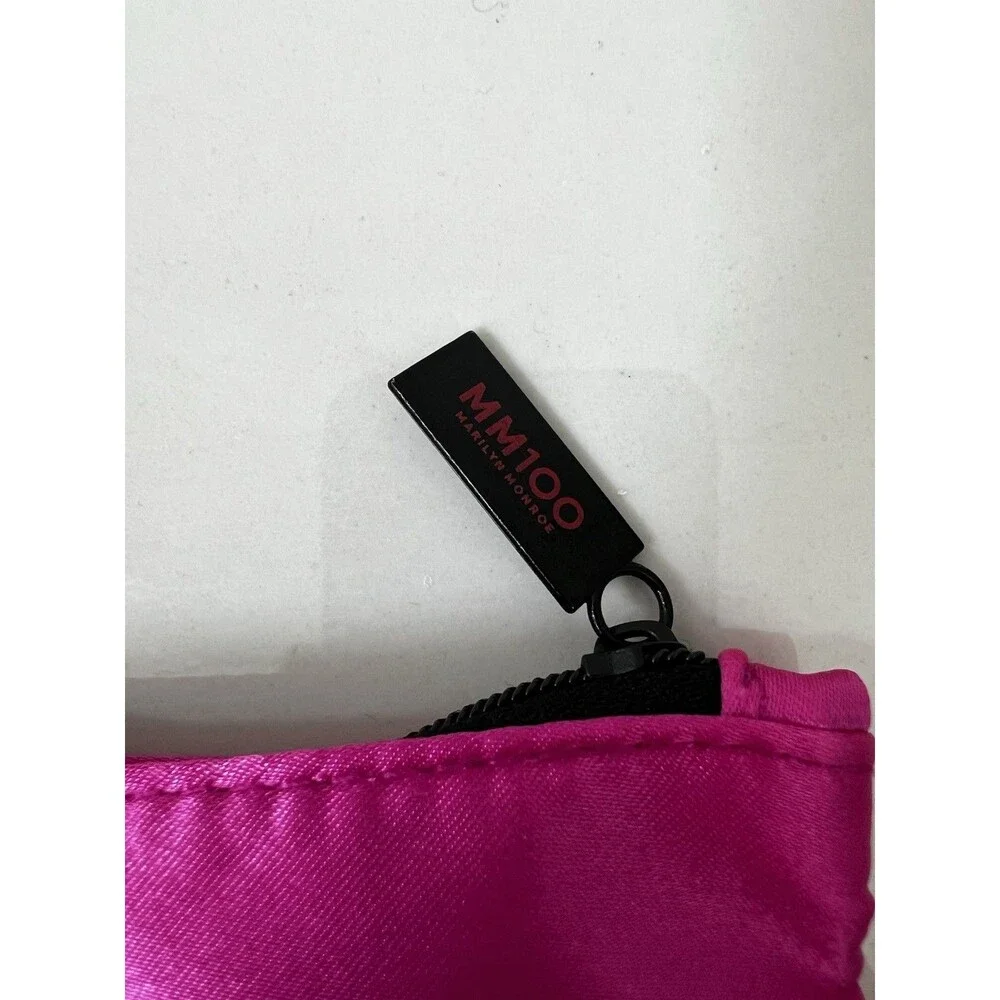Hot Pink Stain Bow Zip Makeup Bag Clutch Wallet Travel Case Handbag Organizer